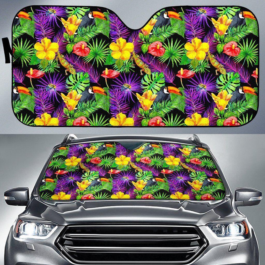 Dark Hawaiian Tropical Car Auto Sun Shade Dark Hawaiian Tropical Car Auto Sun Shade