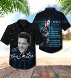 Elvis Presley Blue Christmas Hawaiian Shirt
