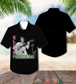 Elvis Presley Guitar Black Short Sleeve Hawaiian Shirt