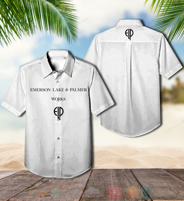 Emerson Lake Palmer Band Works Volume White Hawaiian Shirt Emerson Lake Palmer Band Works Volume White Hawaiian Shirt