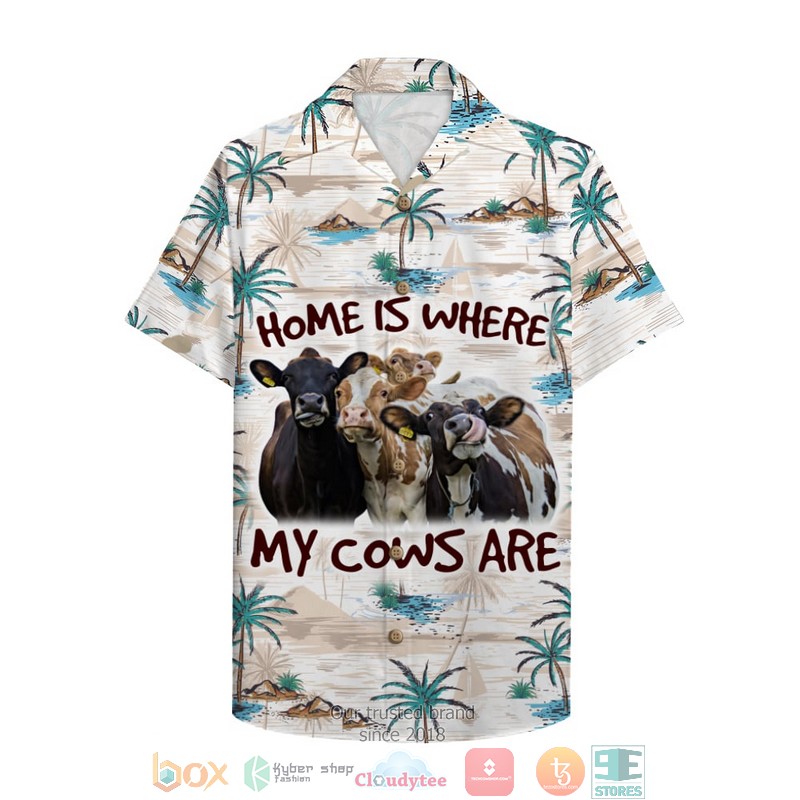 Farmer Home Is Where My Cows Are Palm Tree Pattern Hawaiian Shirt Farmer Home Is Where My Cows Are Palm Tree Pattern Hawaiian Shirt