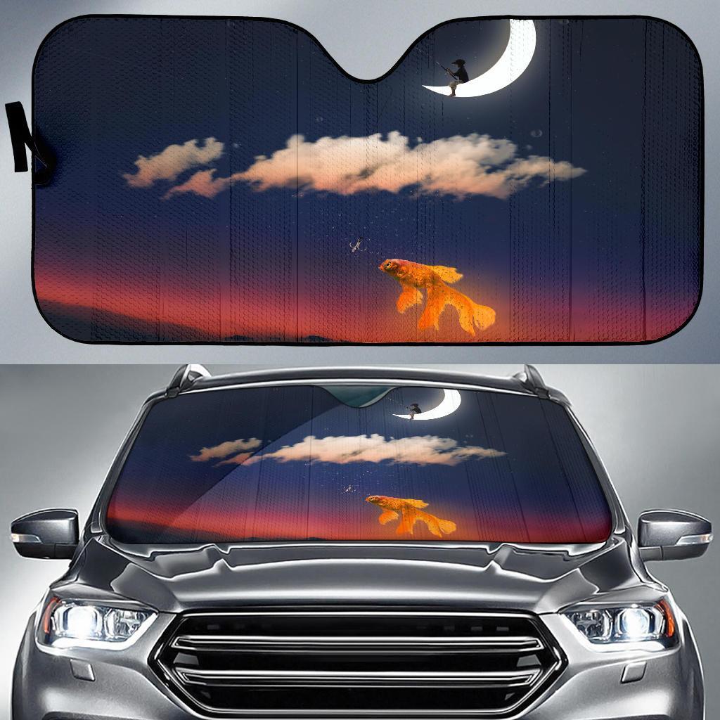 Fishing Gold Fishs Car Auto Sun Shade Fishing Gold Fishs Car Auto Sun Shade