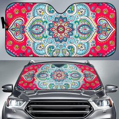 Floral Paisley Mandala Car Auto Sun Shade