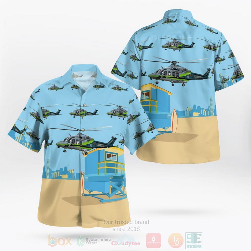 Florida Miami Dade Fire Rescue Department Aw139 Helicopter Hawaiian Shirt Florida Miami Dade Fire Rescue Department Aw139 Helicopter Hawaiian Shirt