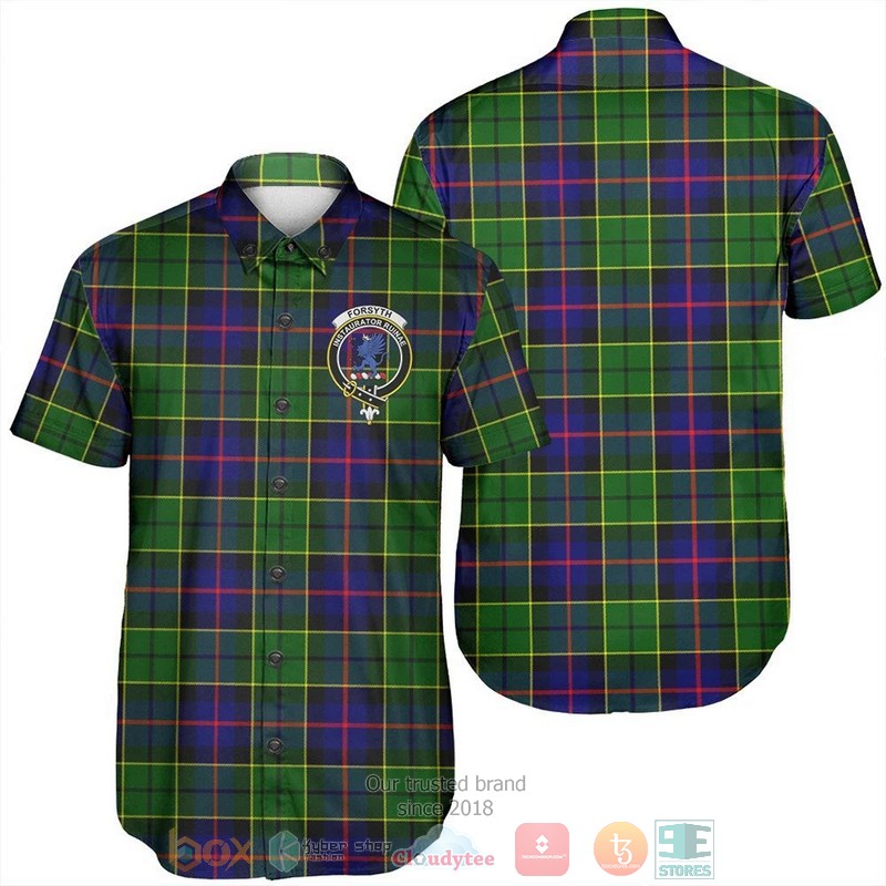Forsyth Modern Tartan Crest Hawaiian Shirt Forsyth Modern Tartan Crest Hawaiian Shirt