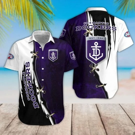 Fremantle Football Club Afl Hawaiian Shirt Fremantle Football Club Afl Hawaiian Shirt