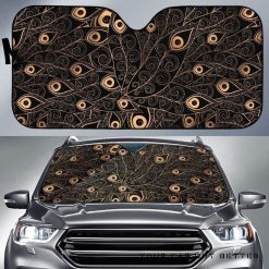 Gold Peacock Feather Pattern Car Auto Sun Shade