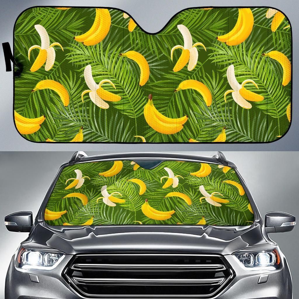 Green Tropical Banana Car Auto Sun Shade Green Tropical Banana Car Auto Sun Shade