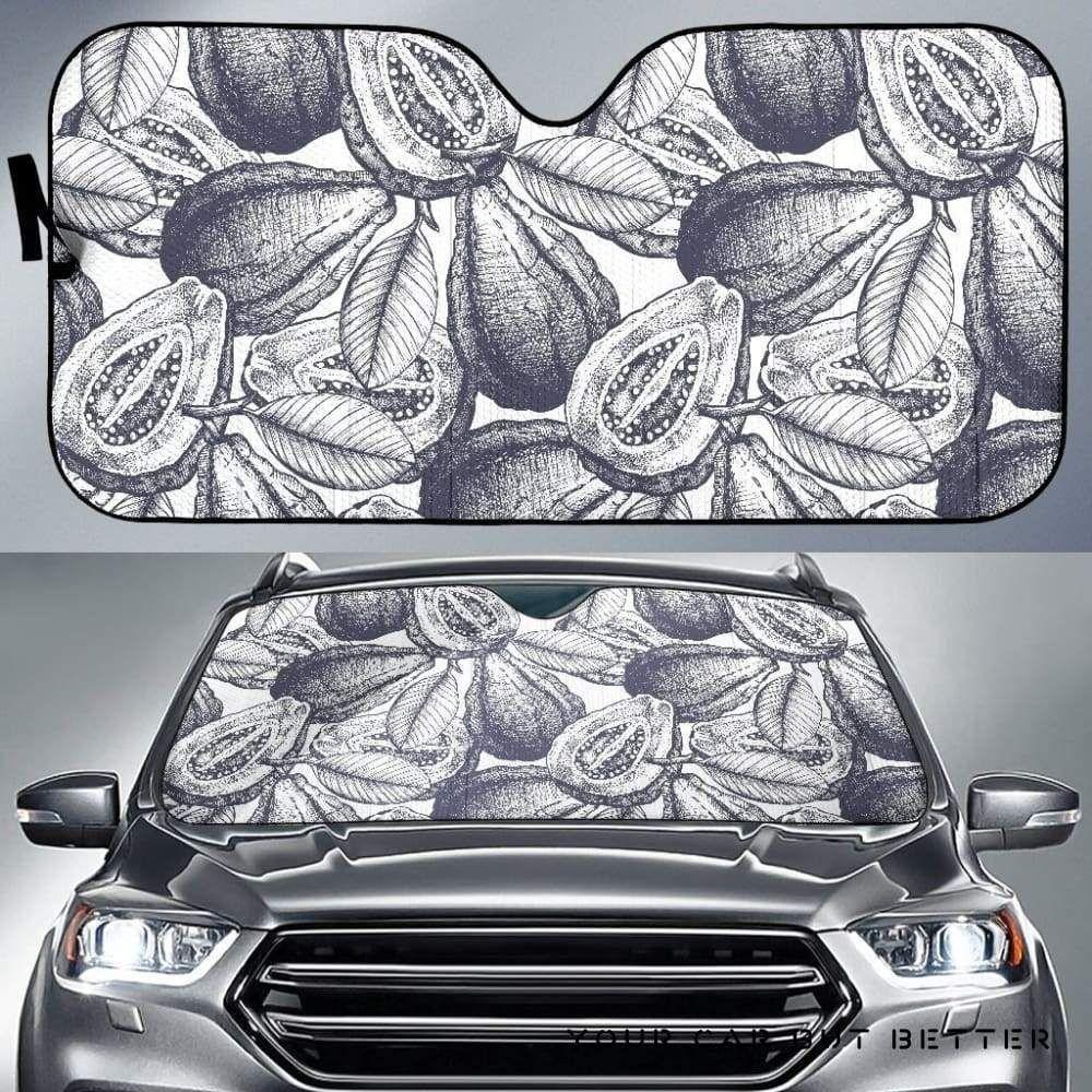 Guava Tropical Hand Drawn Pattern Car Auto Sun Shade Guava Tropical Hand Drawn Pattern Car Auto Sun Shade