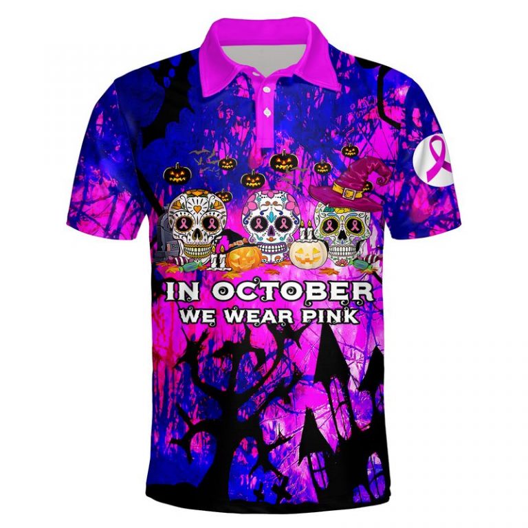 Halloween-Skull-Pumpkin-In-October-We-Wear-Pink-Breast-Cancer-Polo-Shirt-1
