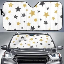 Hand Drawn Gold Black Star Pattern Car Auto Sun Shade