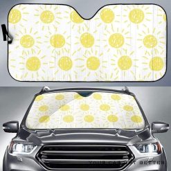 Hand Drawn Sun Pattern Car Auto Sun Shade