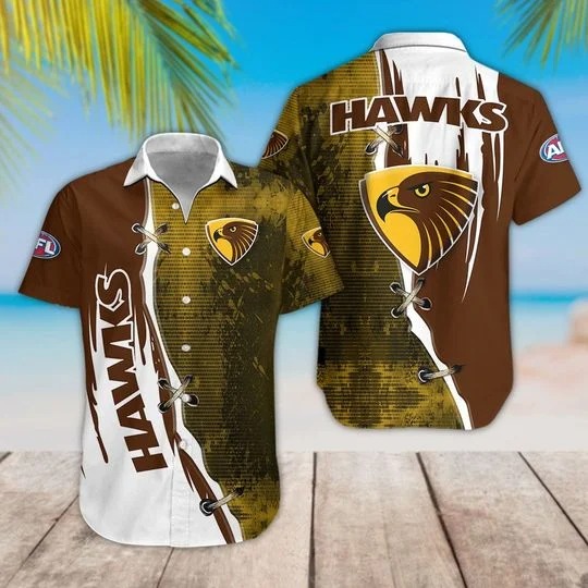 Hawthorn Football Club Afl Hawaiian Shirt Hawthorn Football Club Afl Hawaiian Shirt
