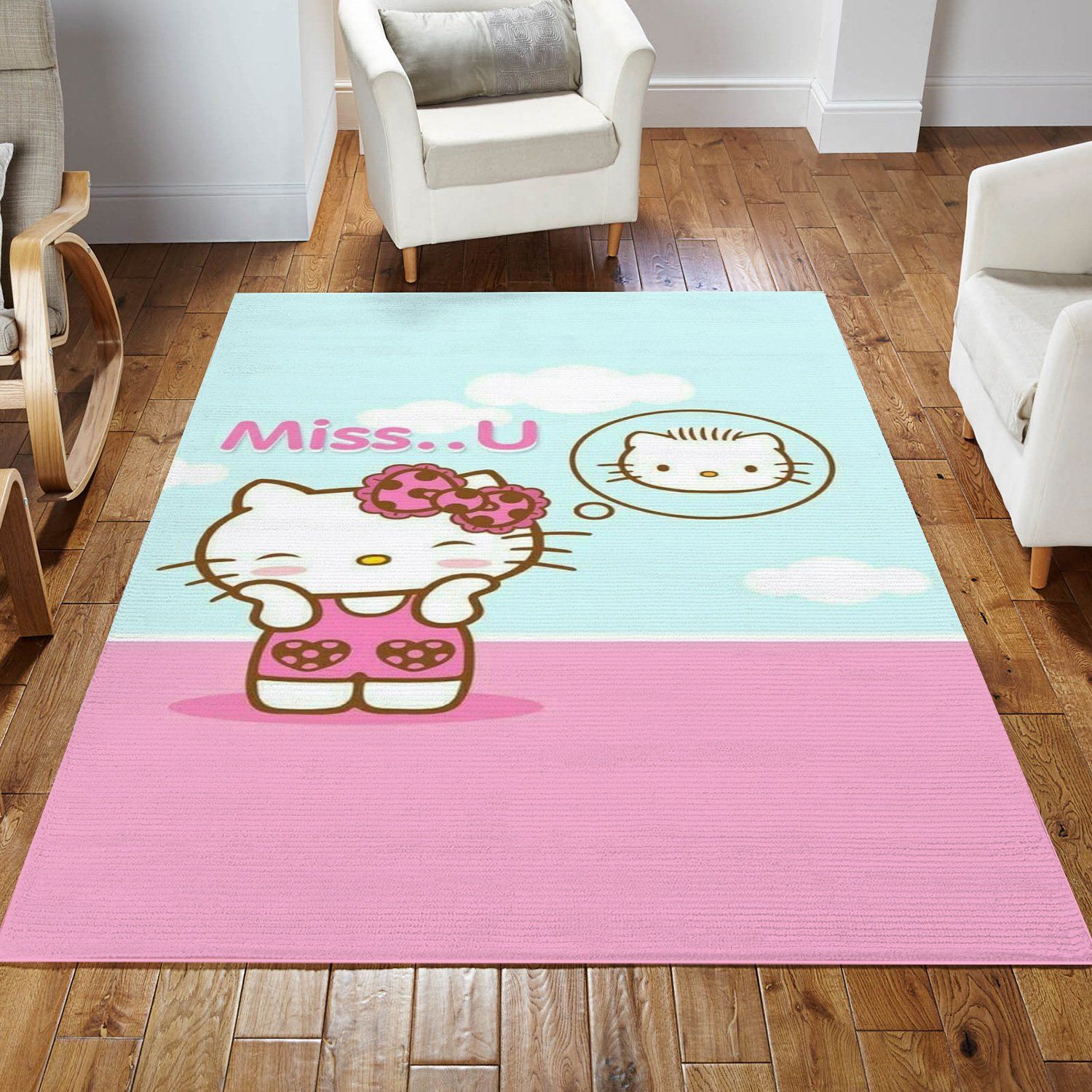 Hello Kitty Blue Area Rug Living Room Rug US Gift Decor Hello Kitty Blue Area Rug Living Room Rug US Gift Decor