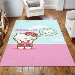 Hello Kitty Blue Area Rug Living Room Rug US Gift Decor