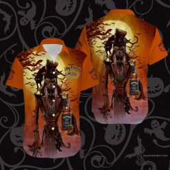 Horror Sunset Skeleton Jack Daniels Halloween Casual Beach Full Printing Hawaiian Shirt