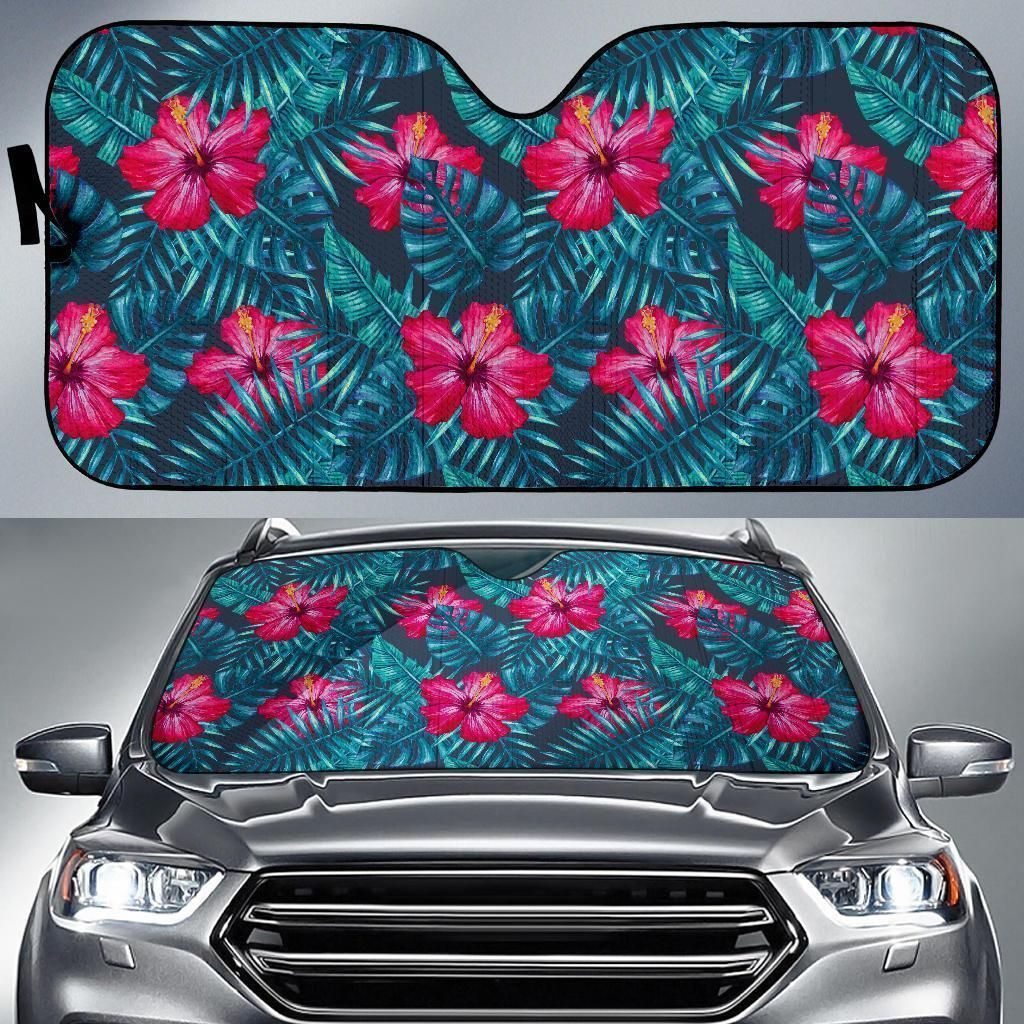 Hot Pink Hibiscus Tropical Car Auto Sun Shade Hot Pink Hibiscus Tropical Car Auto Sun Shade