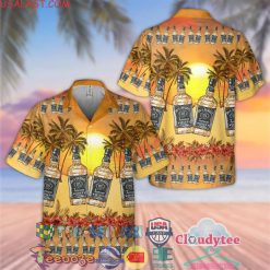Jack Daniels Tennessee Whiskey Palm Tree Sunset Aloha Summer Beach Hawaiian Shirt