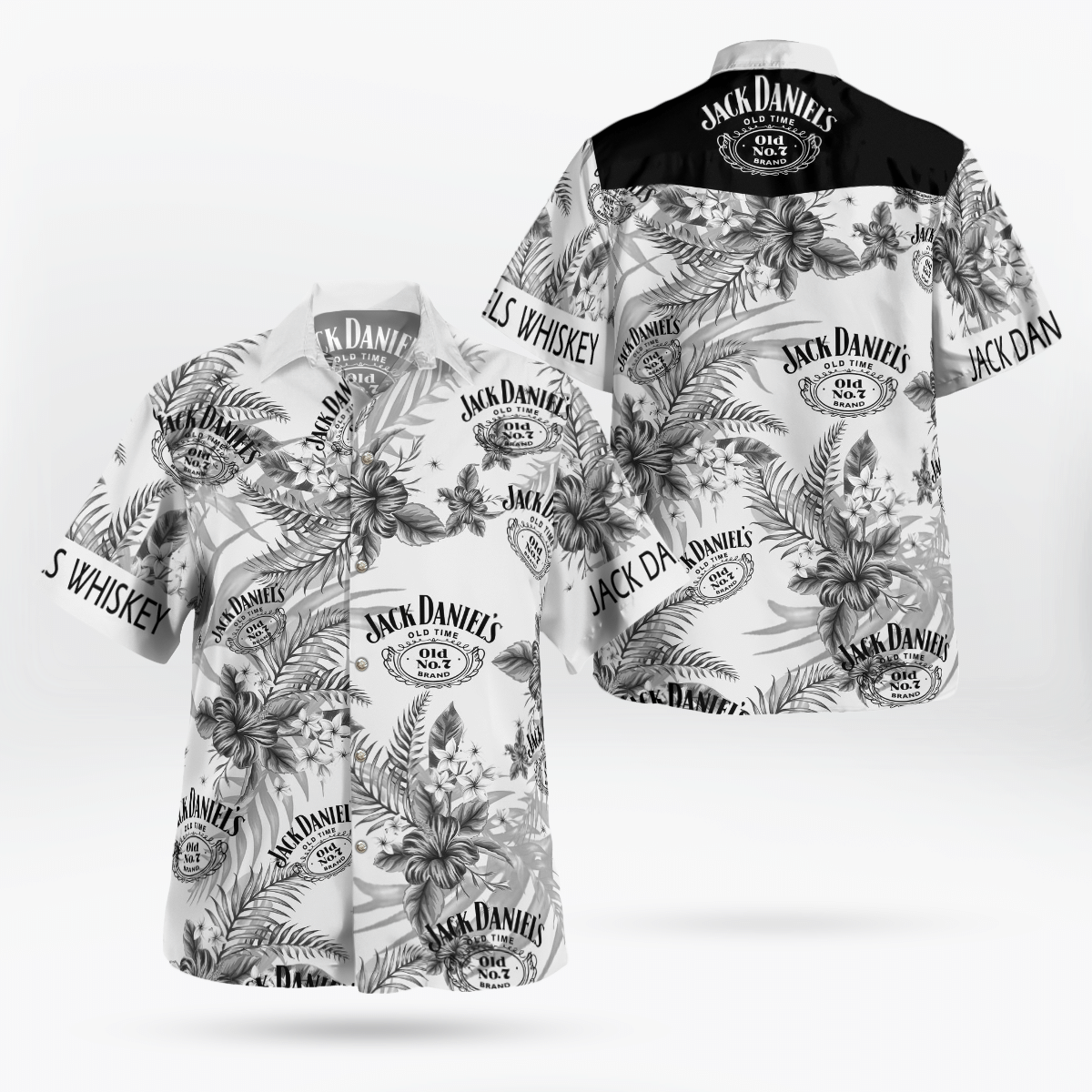 Jack Daniels Old Time Hibiscus Flower Hawaiian Shirt Jack Daniels Old Time Hibiscus Flower Hawaiian Shirt