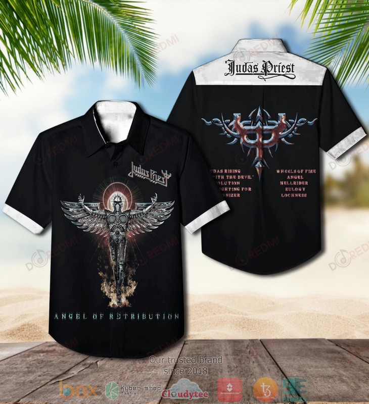 Judas Priest Angel Of Retribution Short Sleeve Hawaiian Shirt Judas Priest Angel Of Retribution Short Sleeve Hawaiian Shirt