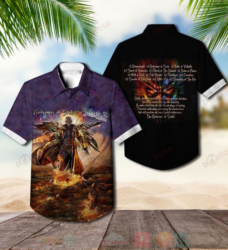Judas Priest Redeemer Of Souls Purple Black Album Hawaiian Shirt Judas Priest Redeemer Of Souls Purple Black Album Hawaiian Shirt