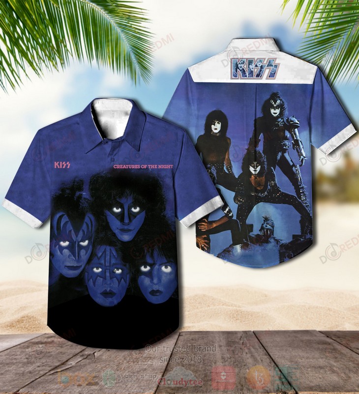 Kiss Creatures Of The Night Purple Hawaiian Shirt Kiss Creatures Of The Night Purple Hawaiian Shirt