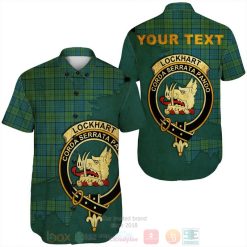 Lockhart Tartan Crest Custom Name Short Sleeve Hawaiian Shirt