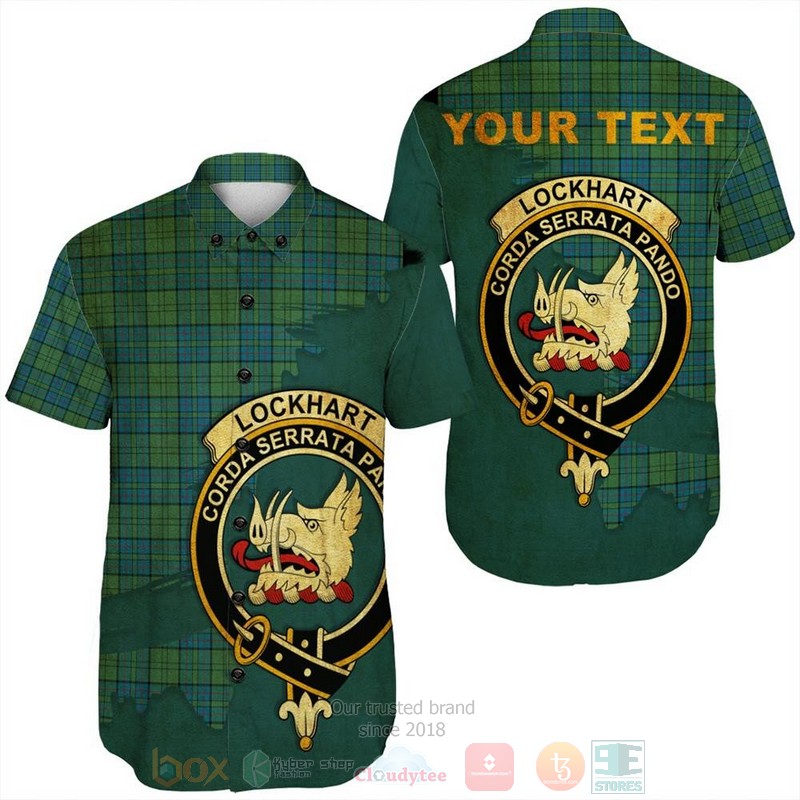 Lockhart Tartan Crest Custom Name Short Sleeve Hawaiian Shirt Lockhart Tartan Crest Custom Name Short Sleeve Hawaiian Shirt