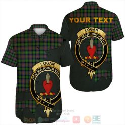 Logan Modern Tartan Crest Custom Name Short Sleeve Hawaiian Shirt