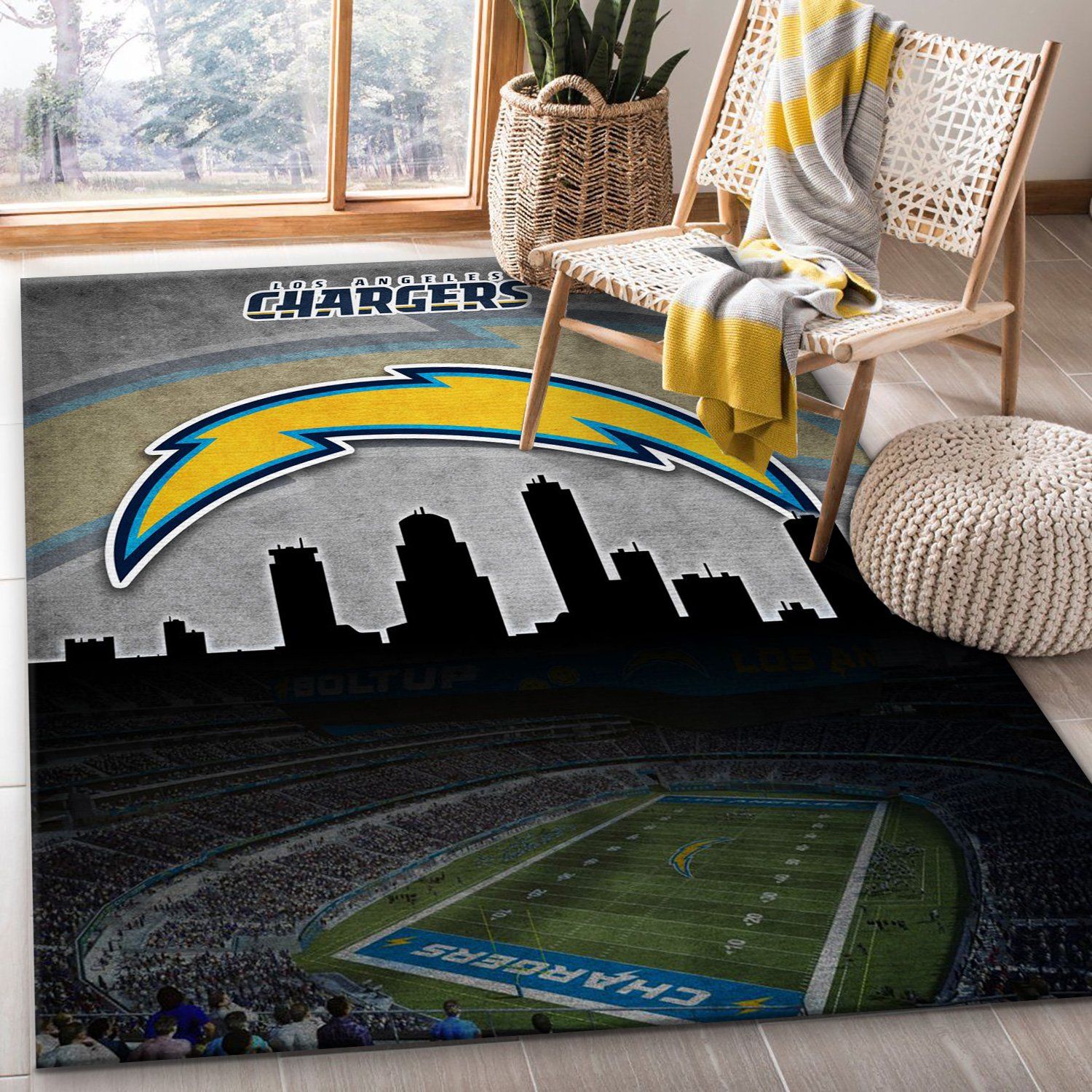Los Angeles Chargers NFL Rug Bedroom Rug US Gift Decor Los Angeles Chargers NFL Rug Bedroom Rug US Gift Decor
