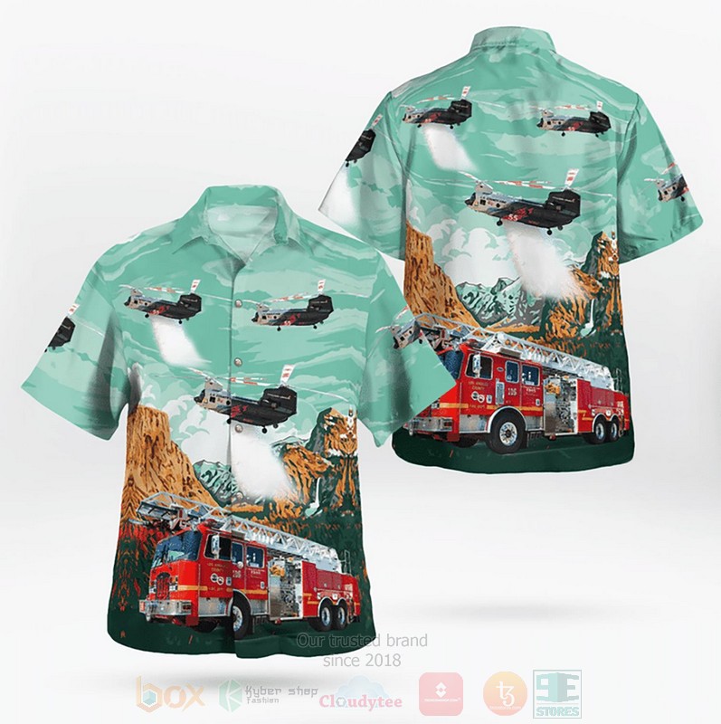 Los Angeles County Fire Department Fire Engine 78Chinook Ch 47S Helitanker Hawaiian Shirt Los Angeles County Fire Department Fire Engine 78Chinook Ch 47S Helitanker Hawaiian Shirt