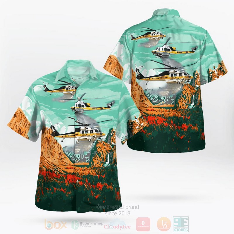 Los Angeles County Fire Department Sikorsky S 70A Firehawk Hawaiian Shirt Los Angeles County Fire Department Sikorsky S 70A Firehawk Hawaiian Shirt