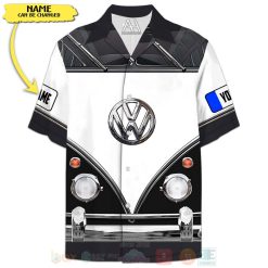 Love Campervan Custom Name Black Hawaiian Shirt