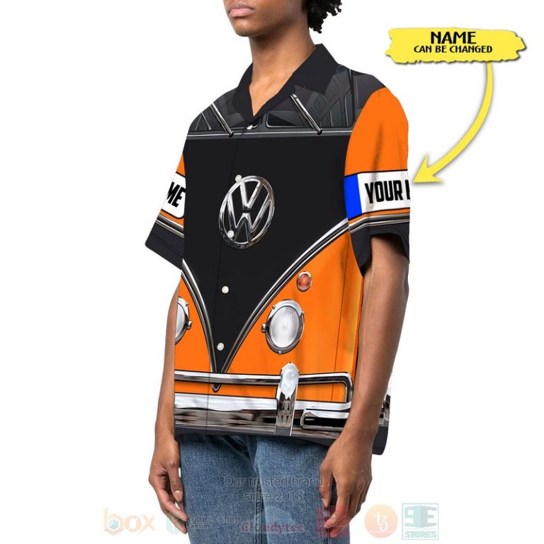 Love-Campervan-Custom-Name-Black-Orange-Hawaiian-Shirt-1