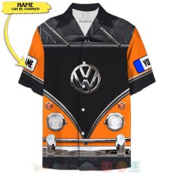 Love Campervan Custom Name Black Orange Hawaiian Shirt