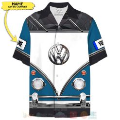 Love Campervan Custom Name Blue Hawaiian Shirt