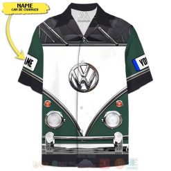 Love Campervan Custom Name Green Hawaiian Shirt