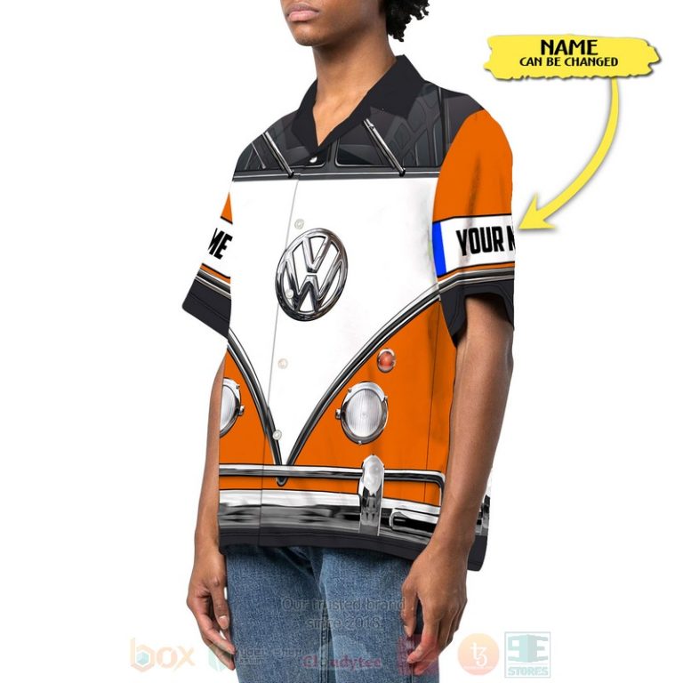 Love-Campervan-Custom-Name-Orange-Hawaiian-Shirt-1