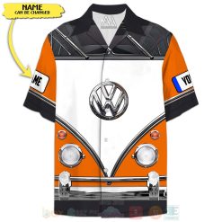 Love Campervan Custom Name Orange Hawaiian Shirt