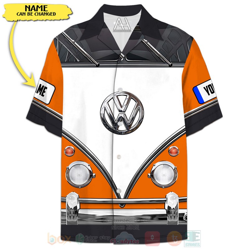 Love Campervan Custom Name Orange Hawaiian Shirt Love Campervan Custom Name Orange Hawaiian Shirt