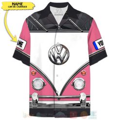 Love Campervan Custom Name Pink Hawaiian Shirt