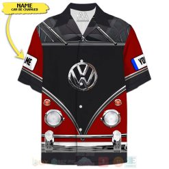 Love Campervan Custom Name Red Hawaiian Shirt