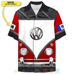 Love Campervan Custom Name Red White Hawaiian Shirt