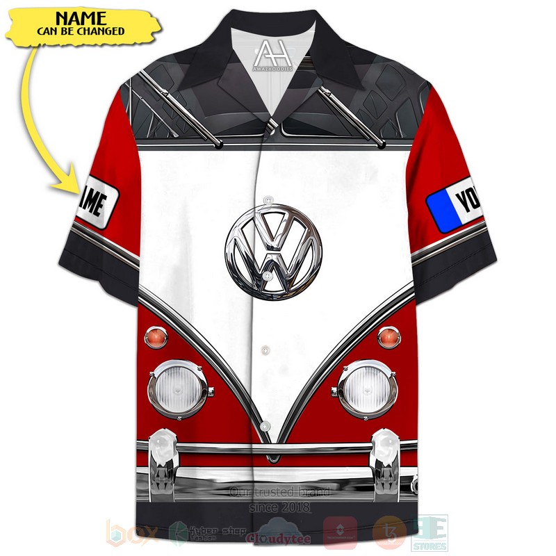 Love Campervan Custom Name Red White Hawaiian Shirt Love Campervan Custom Name Red White Hawaiian Shirt
