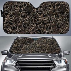 Luxurious Gold Lotus Waterlily Black Car Auto Sun Shade