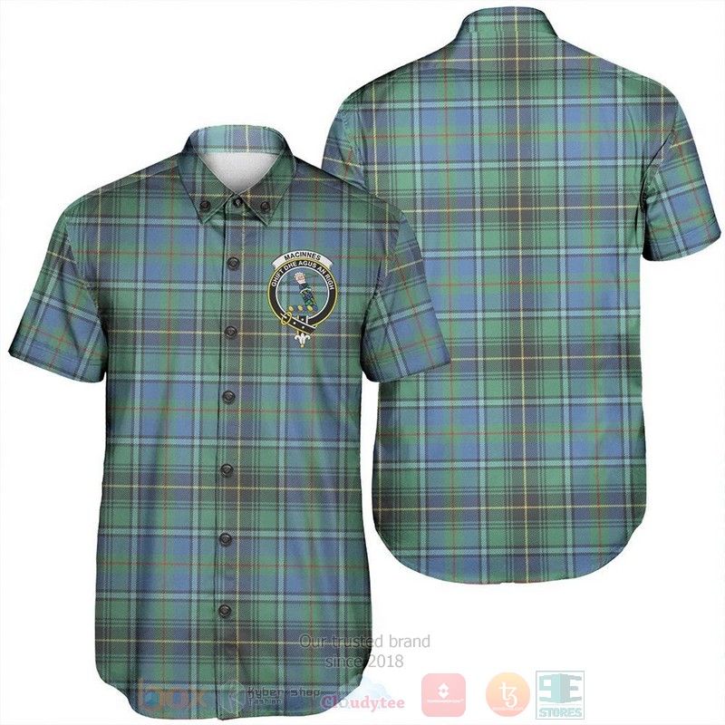 Macinnes Ancient Tartan Crest Short Sleeve Hawaiian Shirt Macinnes Ancient Tartan Crest Short Sleeve Hawaiian Shirt