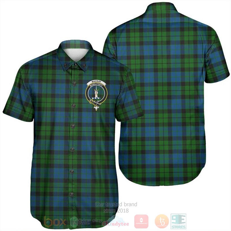 Mackay Modern Tartan Crest Short Sleeve Hawaiian Shirt Mackay Modern Tartan Crest Short Sleeve Hawaiian Shirt