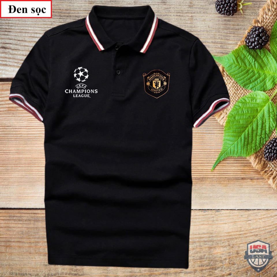 Manchester United Uefa Champions League Black Polo Shirt Manchester United Uefa Champions League Black Polo Shirt