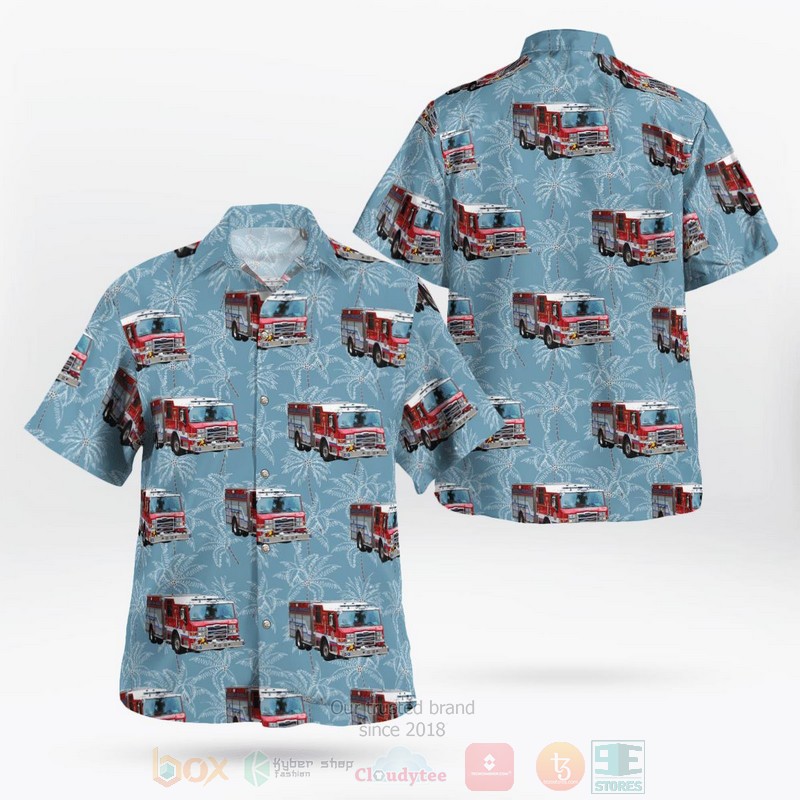Miami Beach Fire Department Florida Fire Engine Hawaiian Shirt Miami Beach Fire Department Florida Fire Engine Hawaiian Shirt