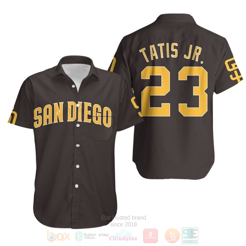 Mlb San Diego Padres Fernando Tatis Jr 23 Brown Hawaiian Shirt Mlb San Diego Padres Fernando Tatis Jr 23 Brown Hawaiian Shirt